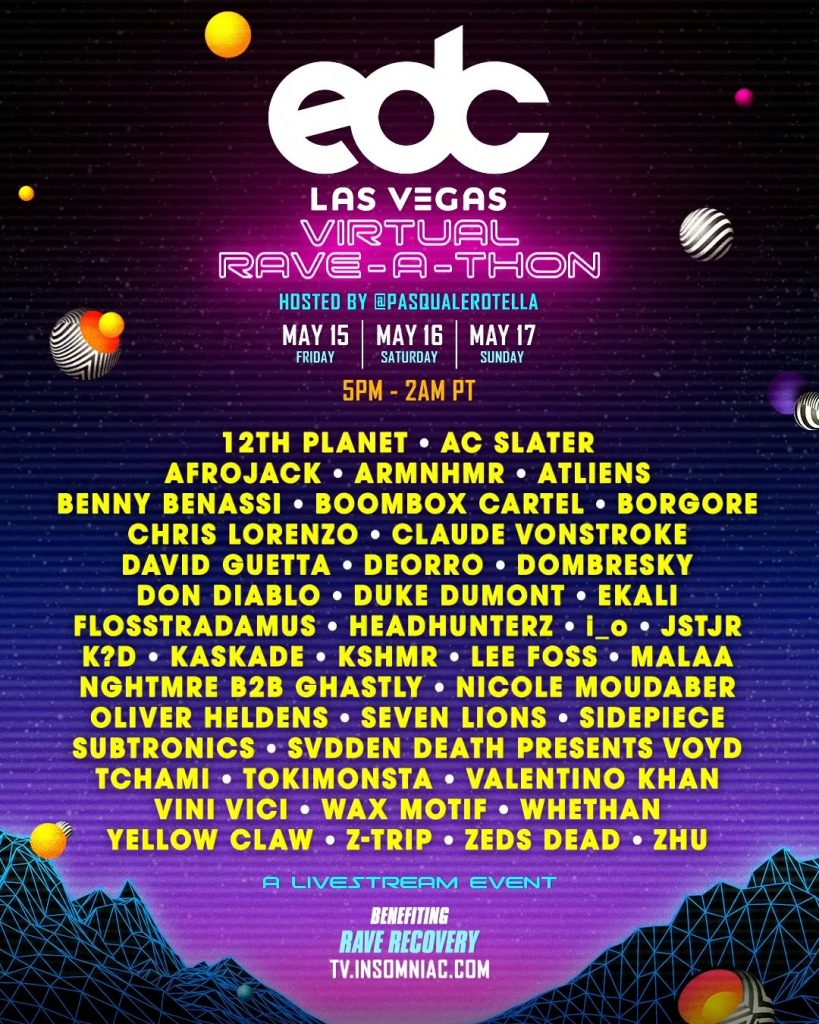 EDC Las Vegas Virtual Rave-A-Thon lineup