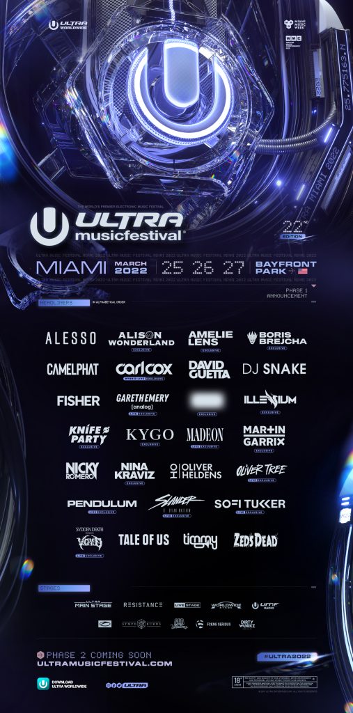 ultra music festival phase 1 lineup 2022