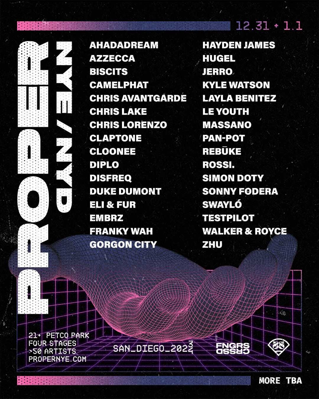 FNGRS CRSSD Reveals Initial Lineup For PROPER NYE/NYD 2023
